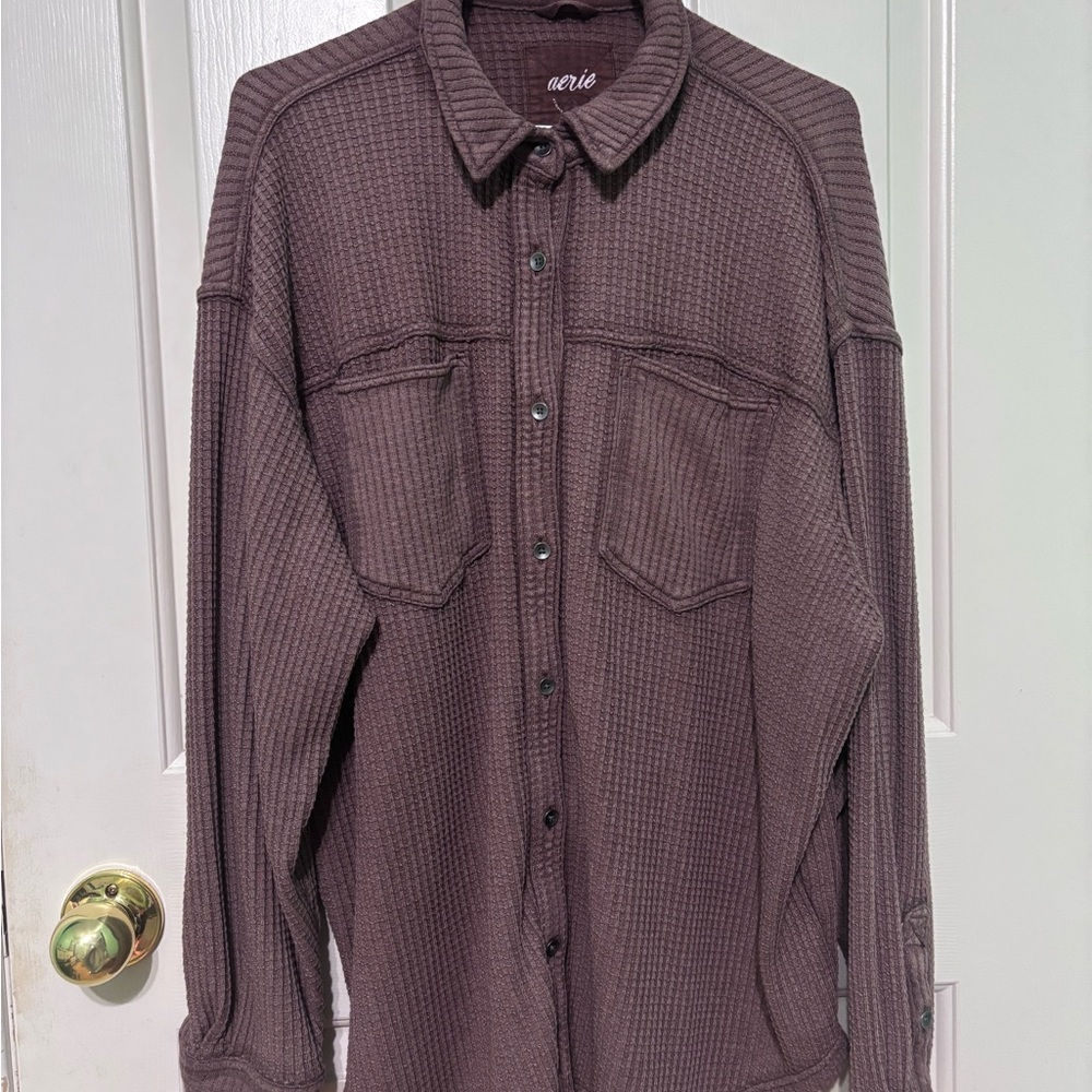 Aerie Waffle Button-Up Shirt - Size L